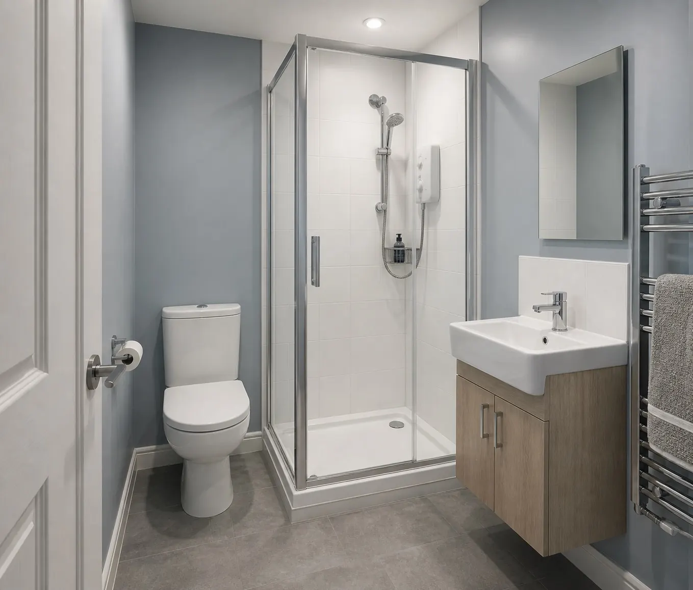 AI-generated compact shower room concept