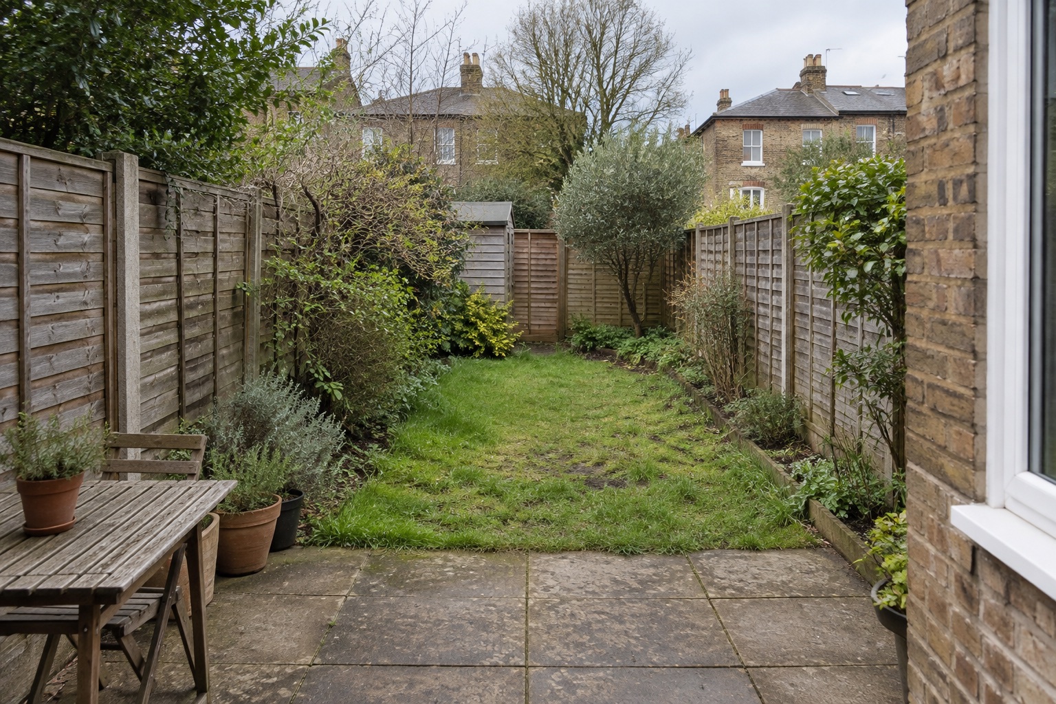 AI-generated starting-point study of a London terrace garden