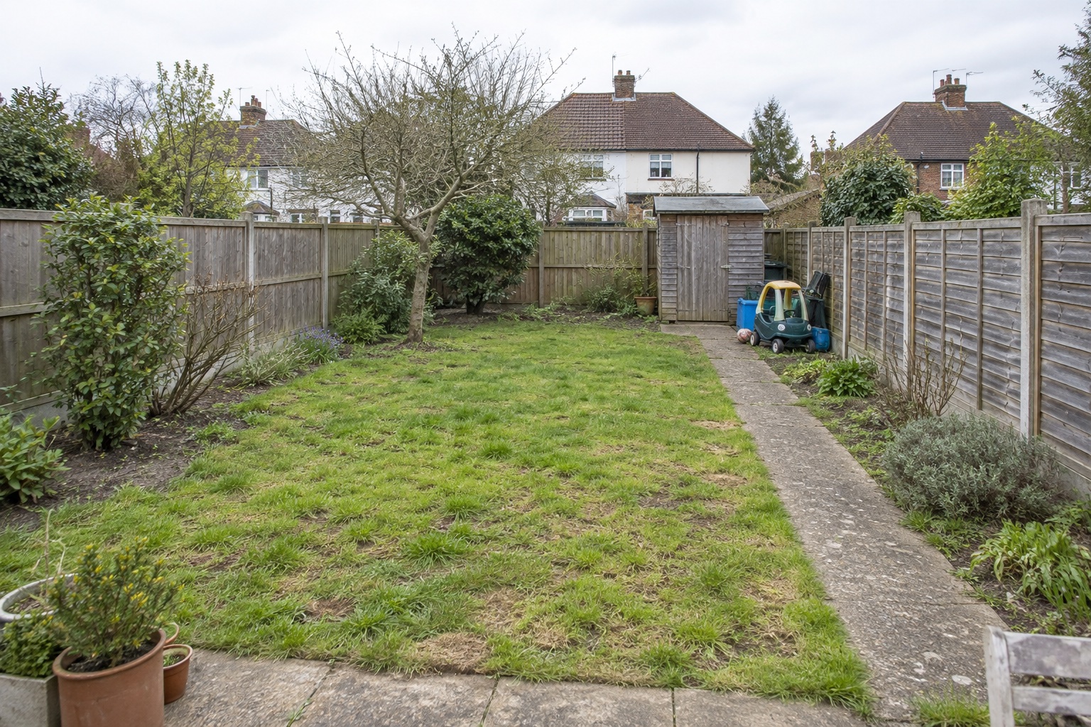 AI-generated starting-point study of a London family garden